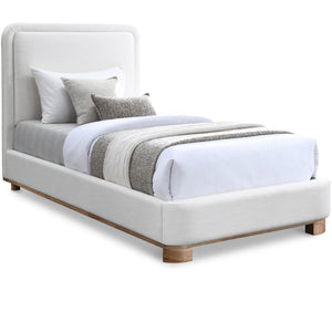 Meridian Nolita Cream Linen Textured Fabric Twin Bed
