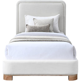 Meridian Nolita Cream Linen Textured Fabric Twin Bed