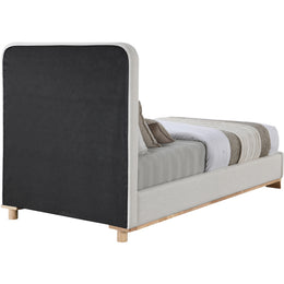 Meridian Nolita Cream Linen Textured Fabric Twin Bed
