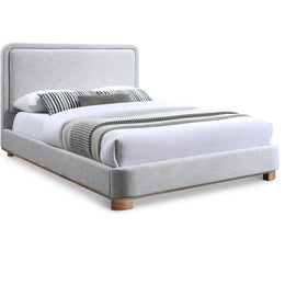 Meridian Nolita Grey Linen Textured Fabric Full Bed