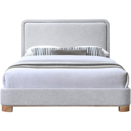 Meridian Nolita Grey Linen Textured Fabric Full Bed