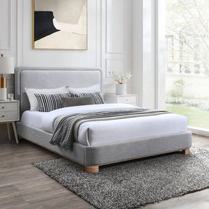 Meridian Nolita Grey Linen Textured Fabric King Bed