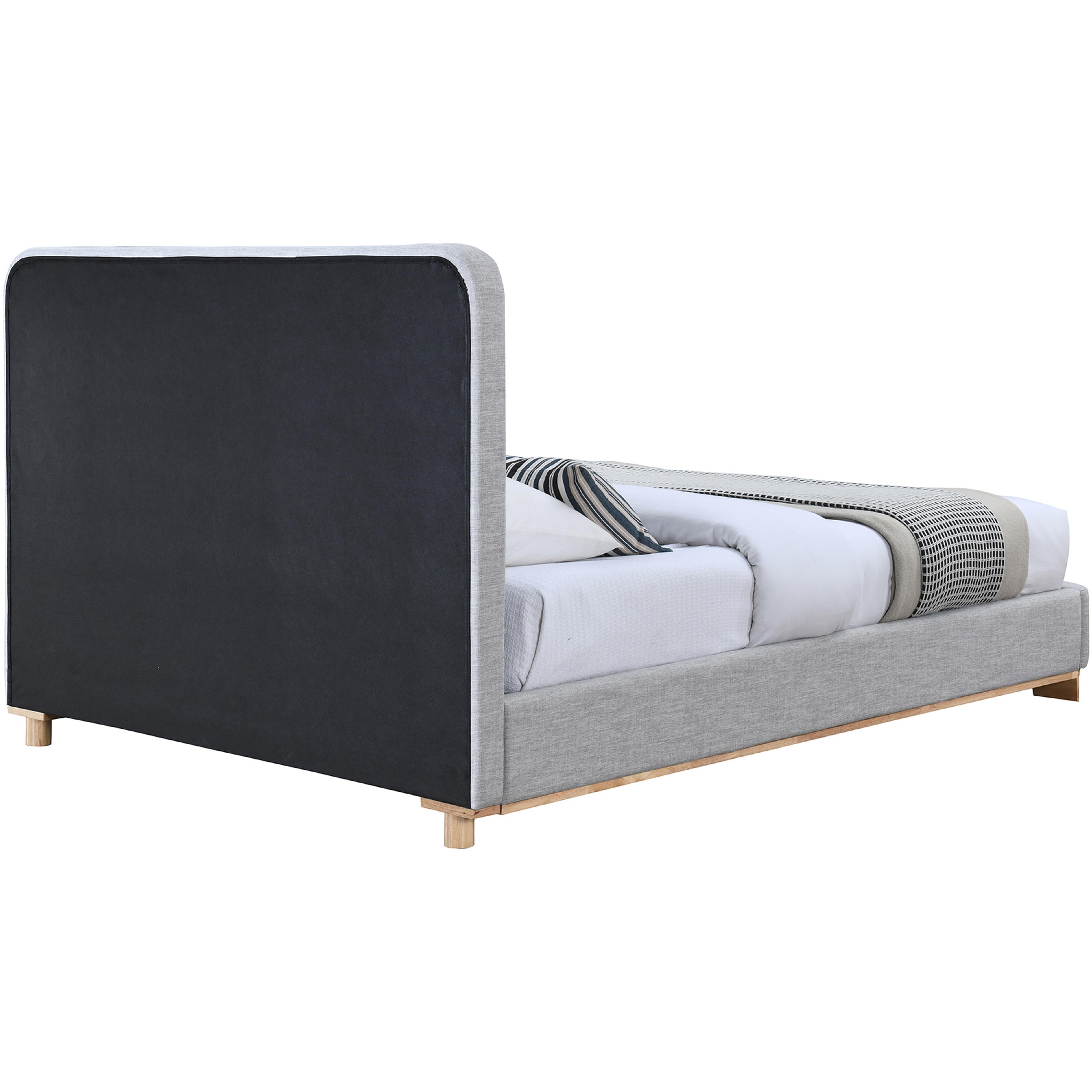 Meridian Nolita Grey Linen Textured Fabric King Bed