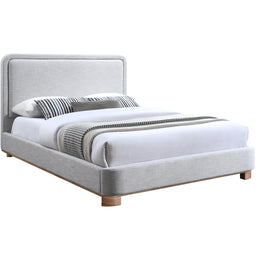 Meridian Nolita Grey Linen Textured Fabric King Bed