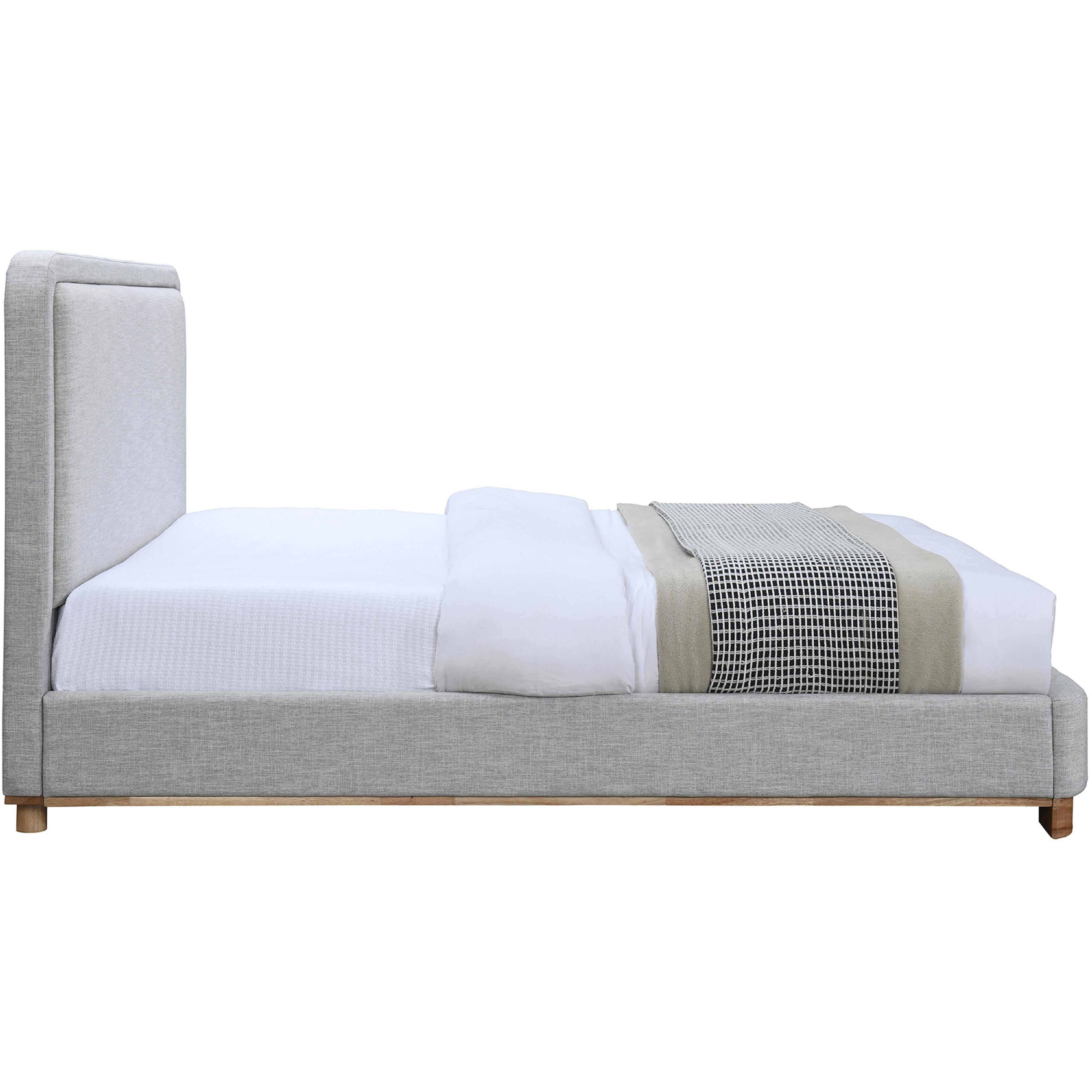 Meridian Nolita Grey Linen Textured Fabric Queen Bed