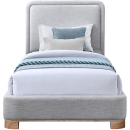 Meridian Nolita Grey Linen Textured Fabric Twin Bed