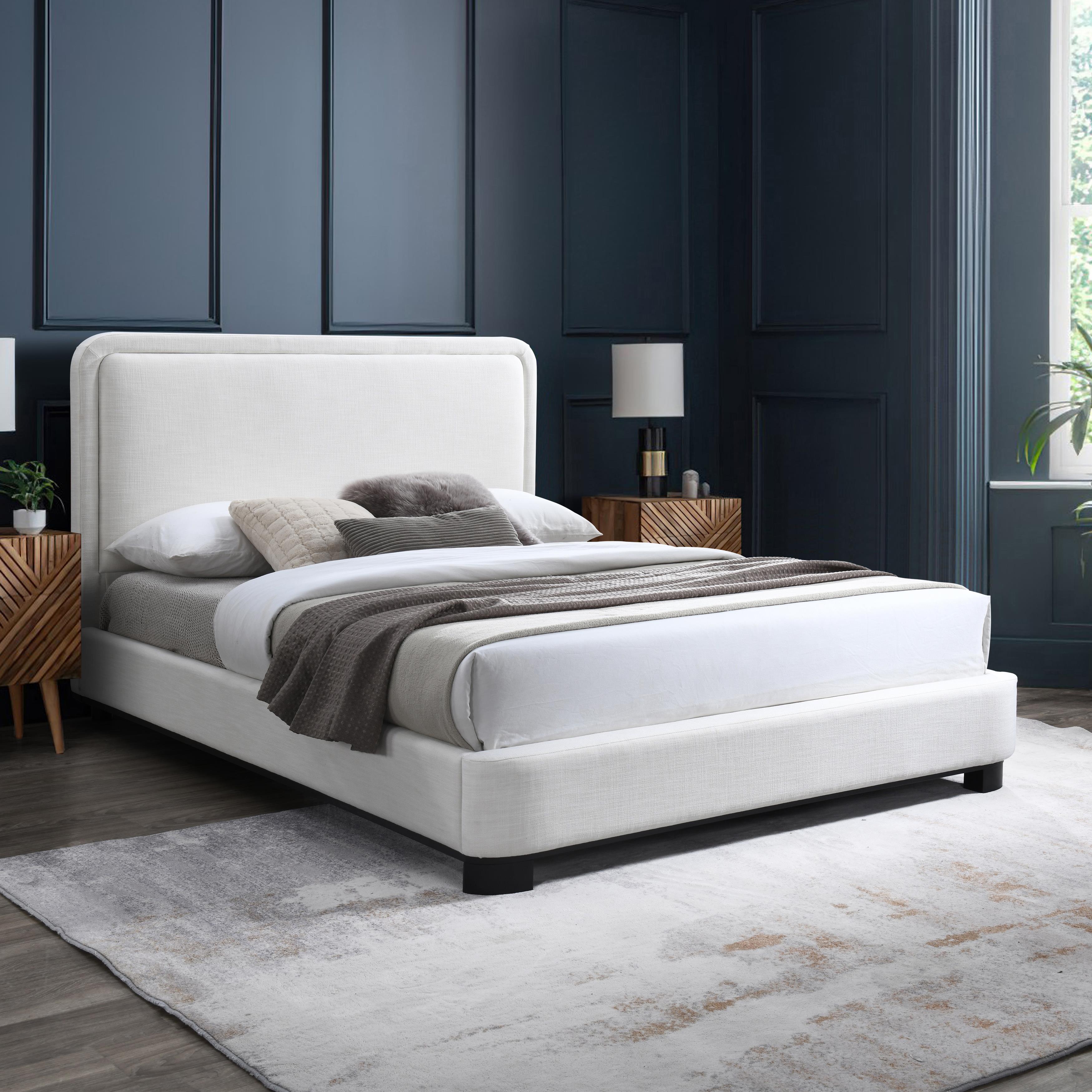 Meridian Nolita Cream Linen Textured Fabric Full Bed