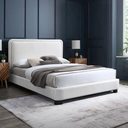 Meridian Nolita Cream Linen Textured Fabric King Bed