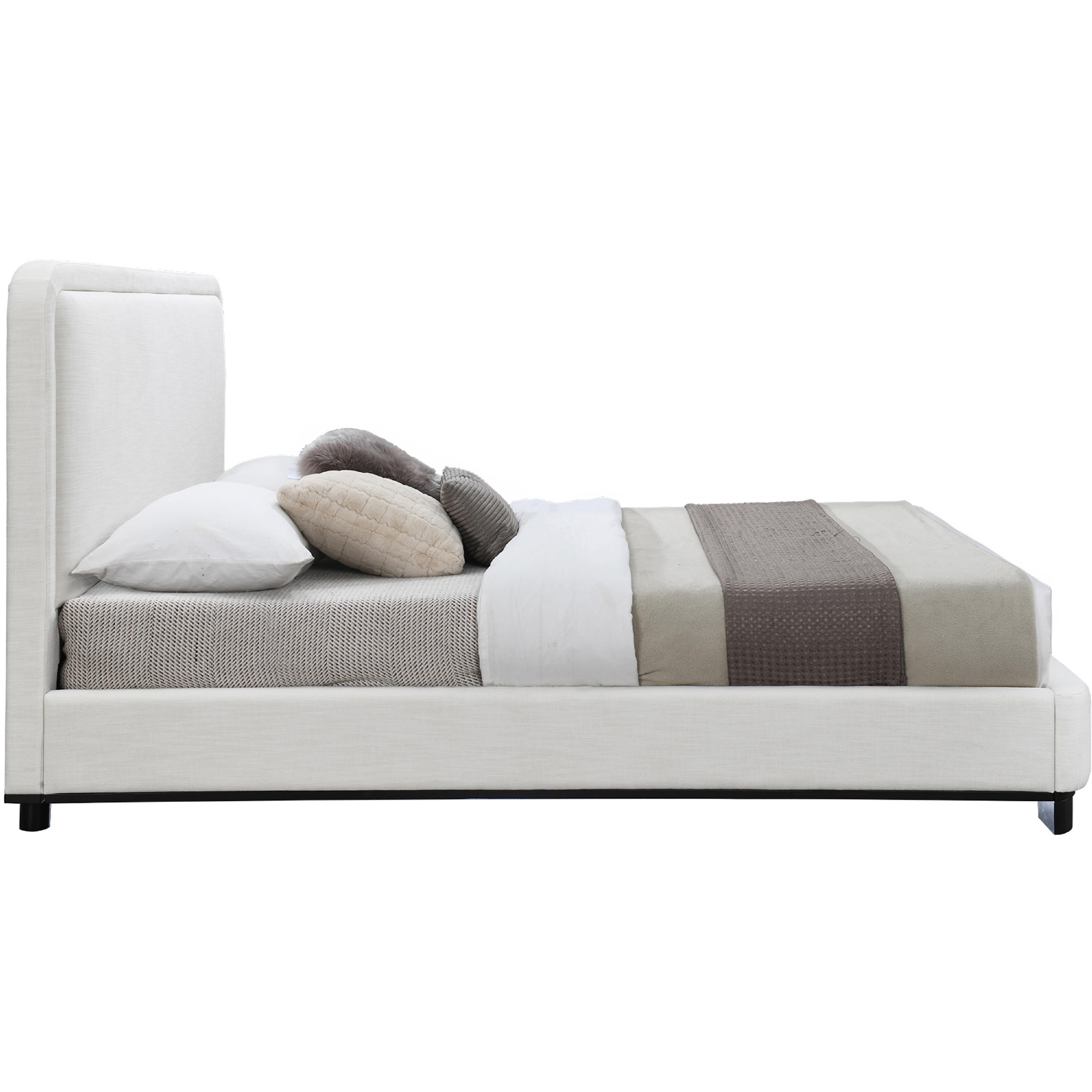 Meridian Nolita Cream Linen Textured Fabric King Bed