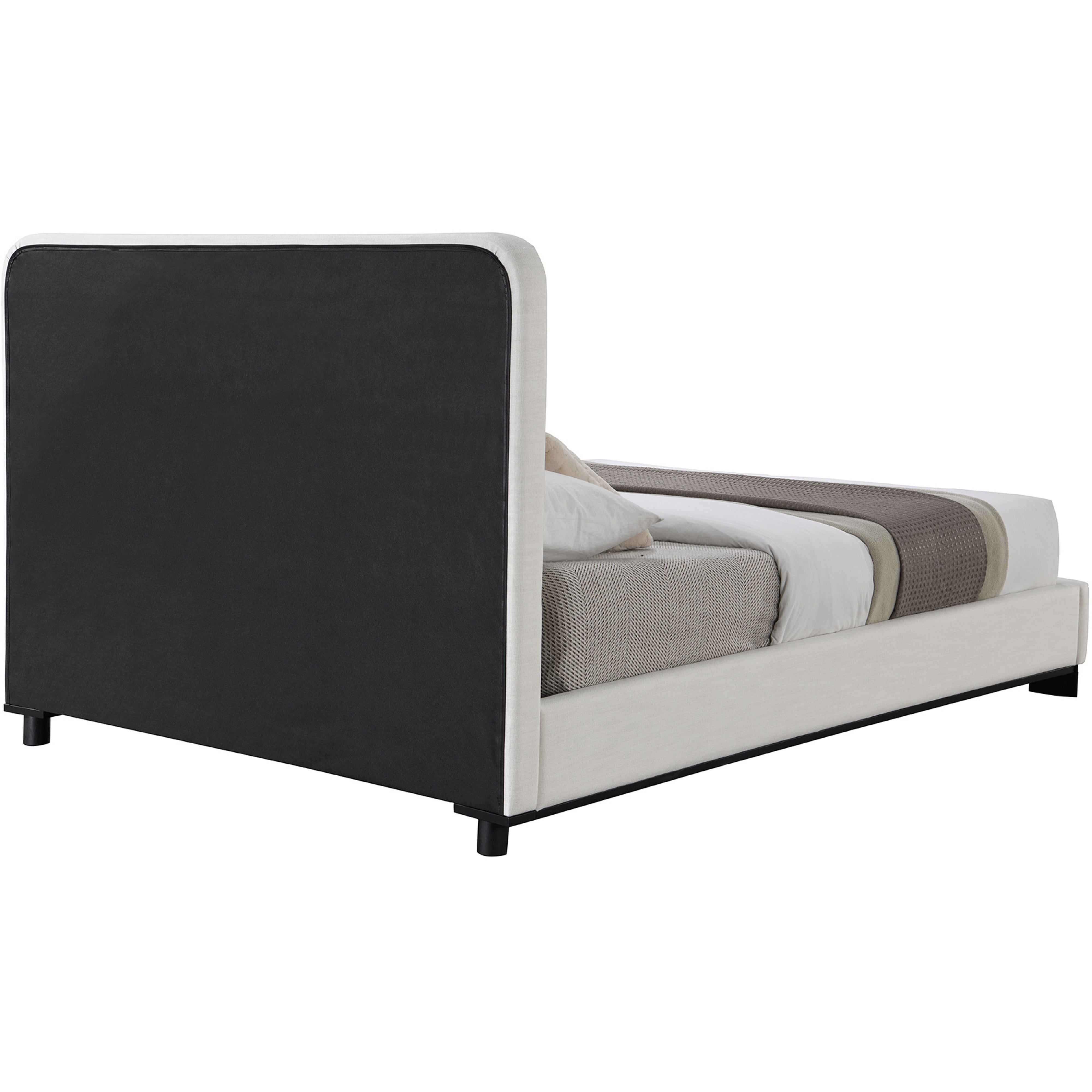 Meridian Nolita Cream Linen Textured Fabric King Bed