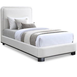 Meridian Nolita Cream Linen Textured Fabric Twin Bed