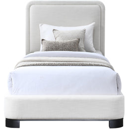 Meridian Nolita Cream Linen Textured Fabric Twin Bed
