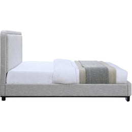 Meridian Nolita Grey Linen Textured Fabric King Bed