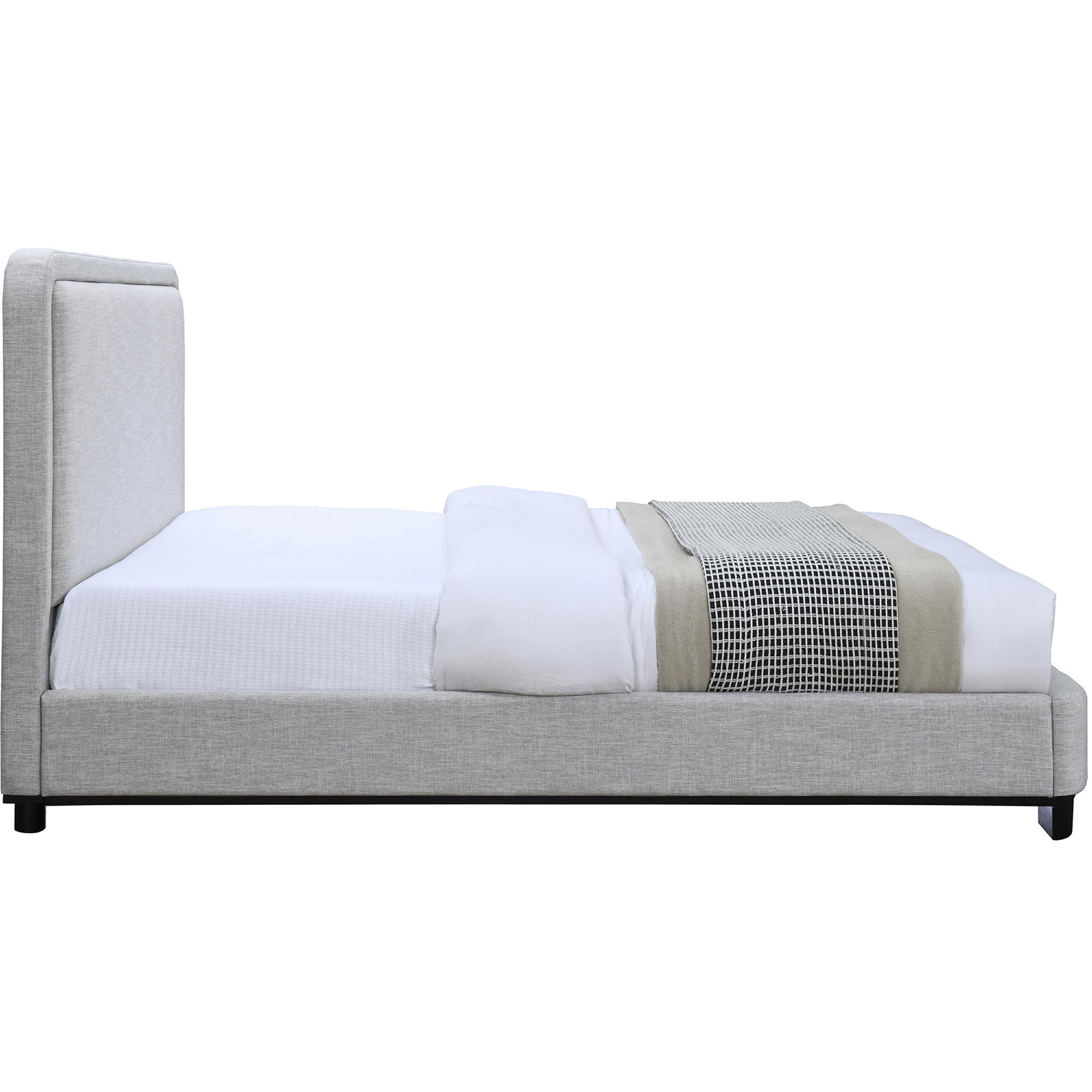 Meridian Nolita Grey Linen Textured Fabric King Bed