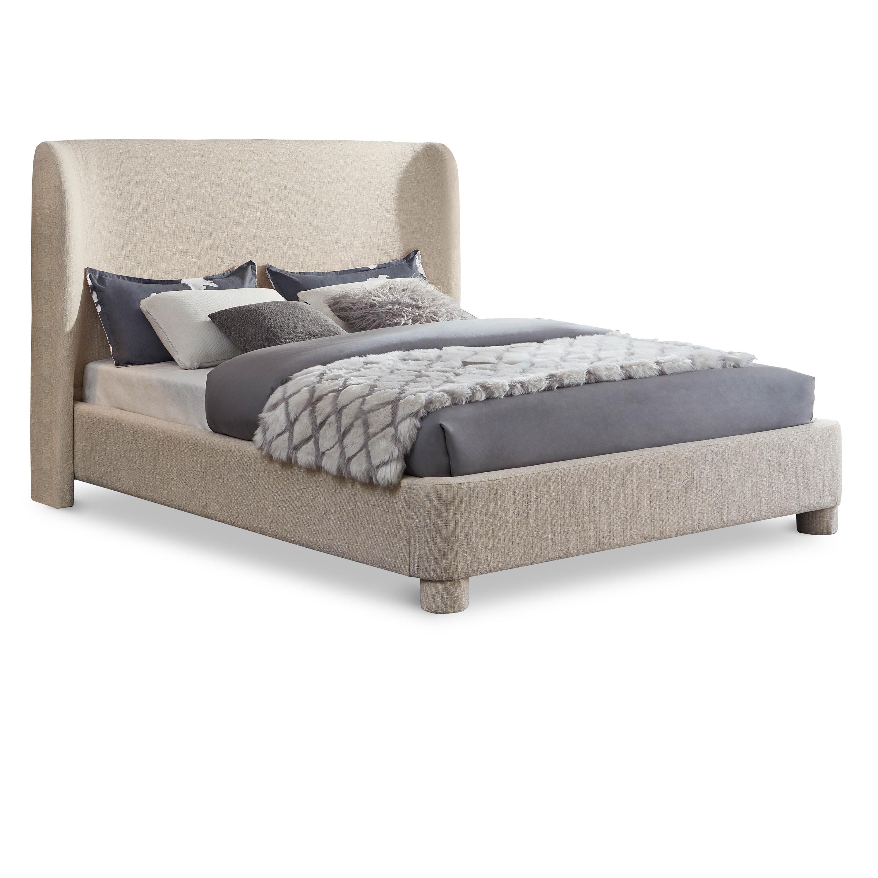 Meridian Penny Beige Polyester Fabric Full Bed