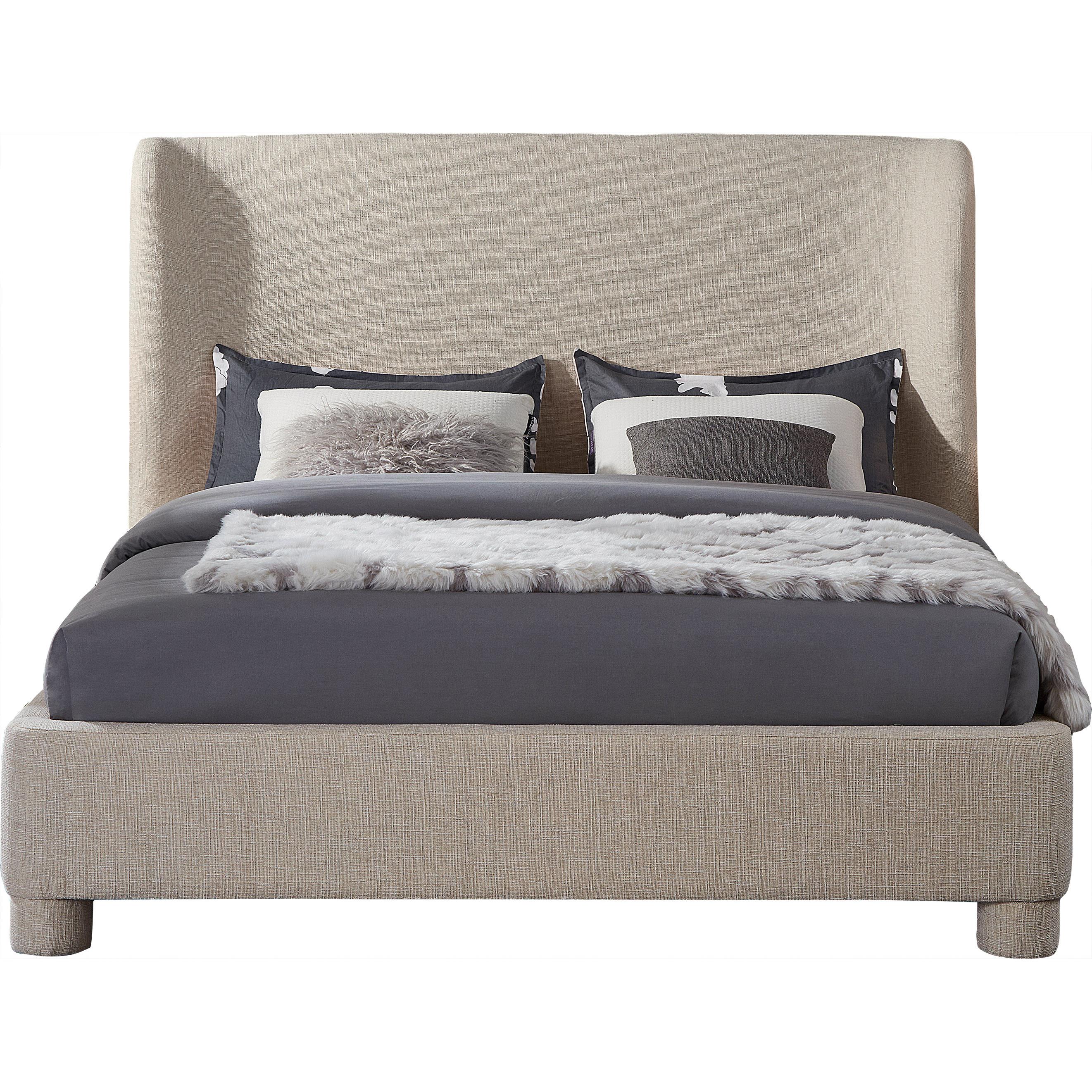 Meridian Penny Beige Polyester Fabric King Bed