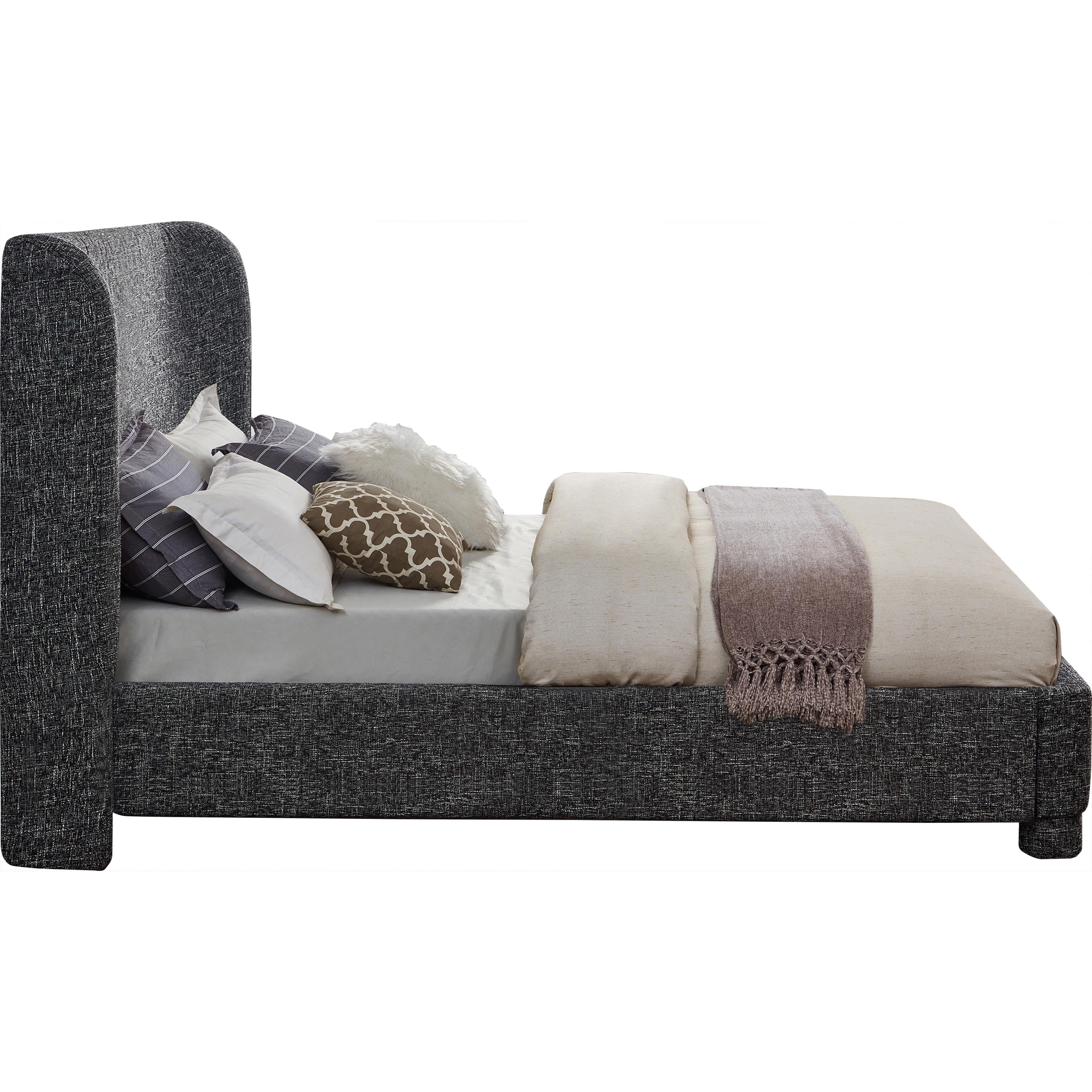 Meridian Penny Black Polyester Fabric Queen Bed