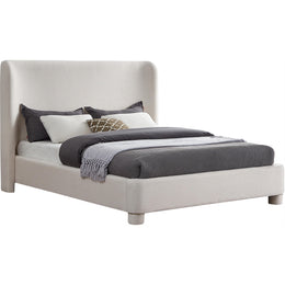 Meridian Penny Cream Linen Textured Fabric Full Bed