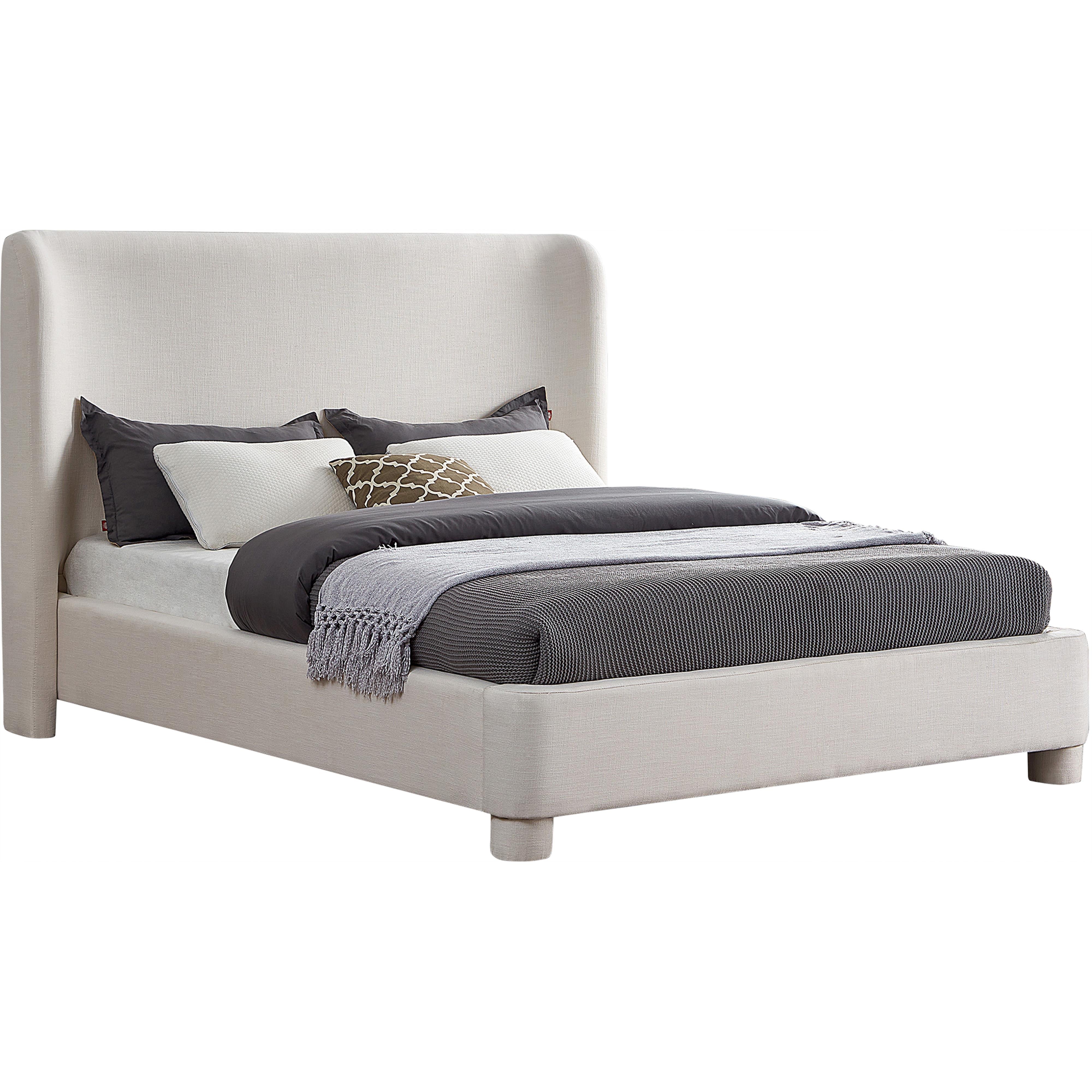 Meridian Penny Cream Linen Textured Fabric King Bed