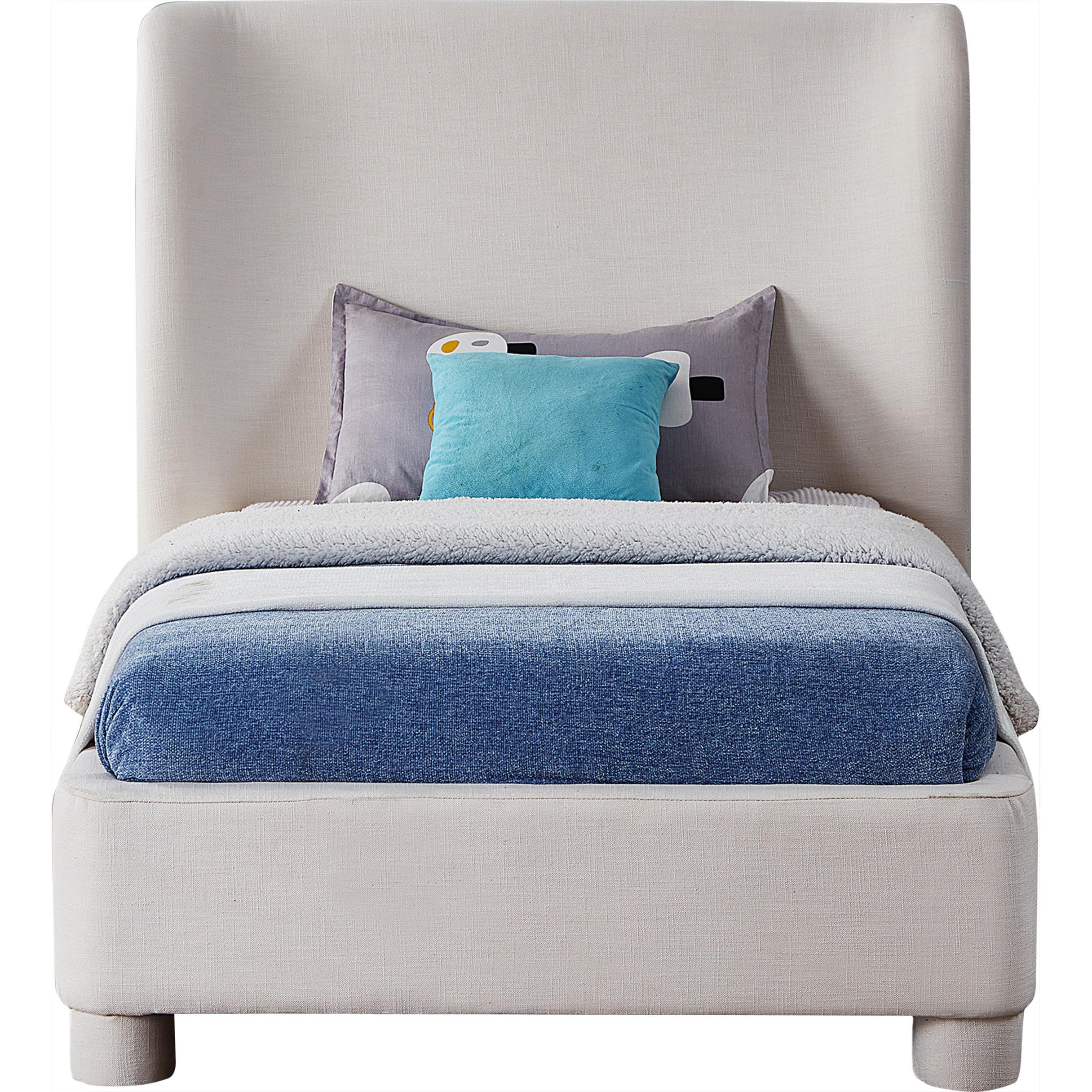 Meridian Penny Cream Linen Textured Fabric Twin Bed