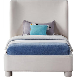 Meridian Penny Cream Linen Textured Fabric Twin Bed