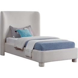 Meridian Penny Cream Linen Textured Fabric Twin Bed