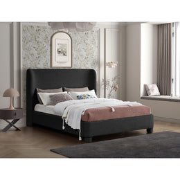 Meridian Penny Black Boucle Fabric Full Bed