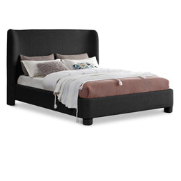 Meridian Penny Black Boucle Fabric Queen Bed