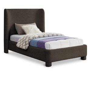 Meridian Penny Brown Boucle Fabric Twin Bed