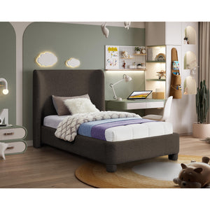 Meridian Penny Brown Boucle Fabric Twin Bed