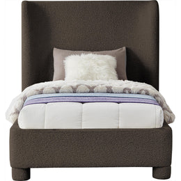 Meridian Penny Brown Boucle Fabric Twin Bed