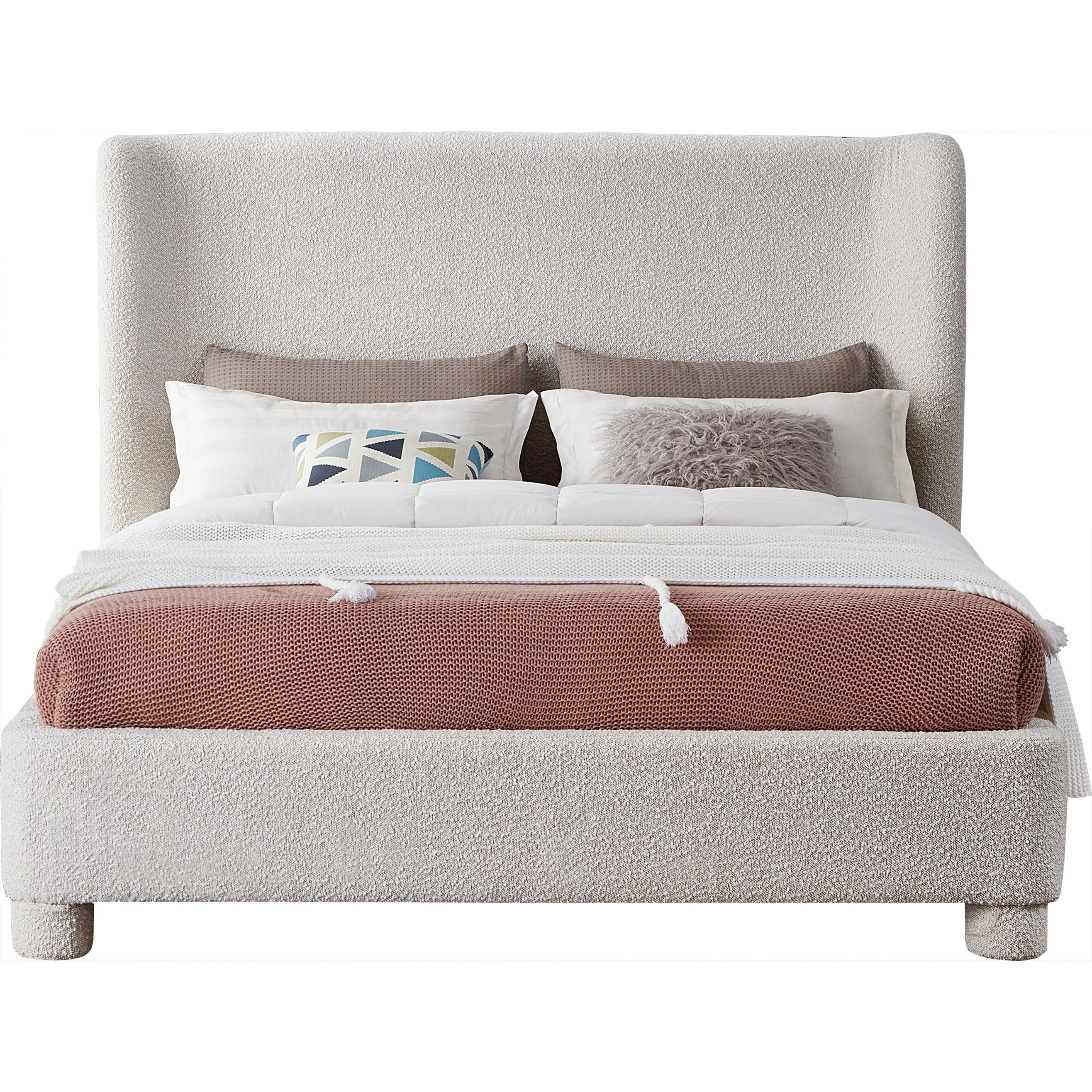 Meridian Penny Cream Boucle Fabric Full Bed