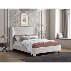 Meridian Penny Cream Boucle Fabric King Bed