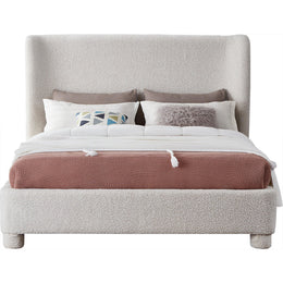 Meridian Penny Cream Boucle Fabric King Bed