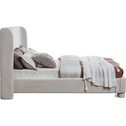 Meridian Penny Cream Boucle Fabric Queen Bed