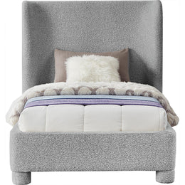Meridian Penny Grey Boucle Fabric Twin Bed