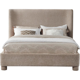 Meridian Penny Beige Chenille Fabric Full Bed