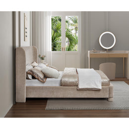 Meridian Penny Beige Chenille Fabric Full Bed