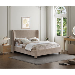 Meridian Penny Beige Chenille Fabric King Bed