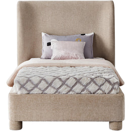Meridian Penny Beige Chenille Fabric Twin Bed