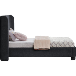 Meridian Penny Black Chenille Fabric Twin Bed