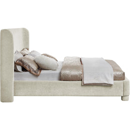 Meridian Penny Cream Chenille Fabric King Bed