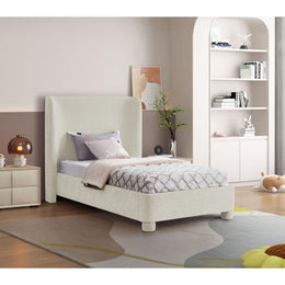 Meridian Penny Cream Chenille Fabric Twin Bed