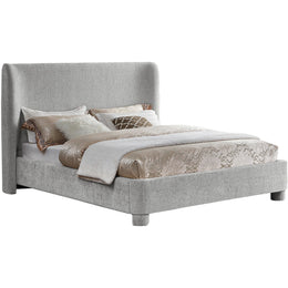 Meridian Penny Light Grey Chenille Fabric King Bed