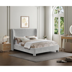 Meridian Penny Light Grey Chenille Fabric King Bed
