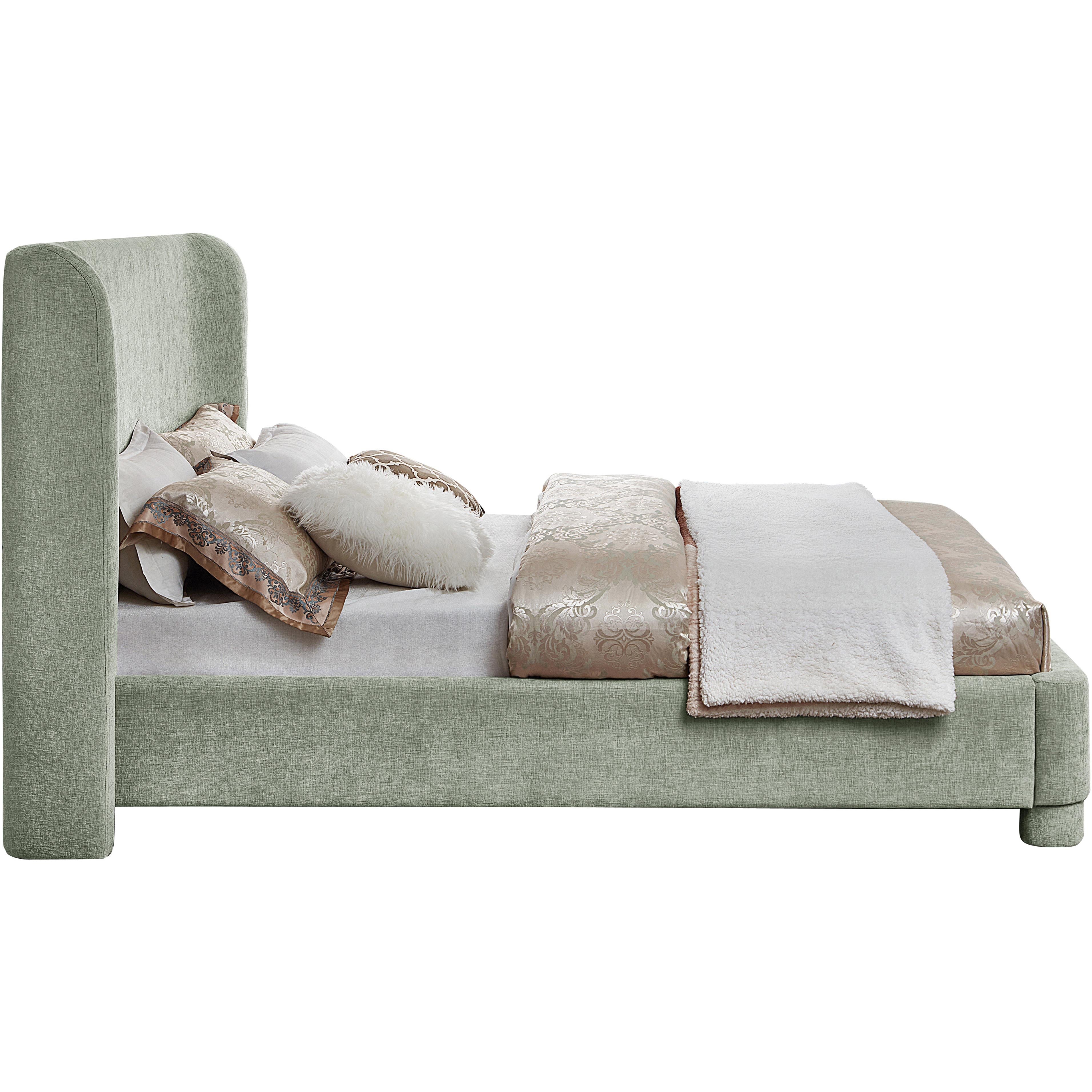 Meridian Penny Mint Green Chenille Fabric Full Bed