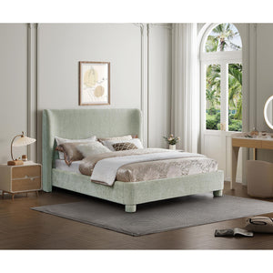 Meridian Penny Mint Green Chenille Fabric King Bed