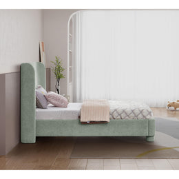 Meridian Penny Mint Green Chenille Fabric Twin Bed