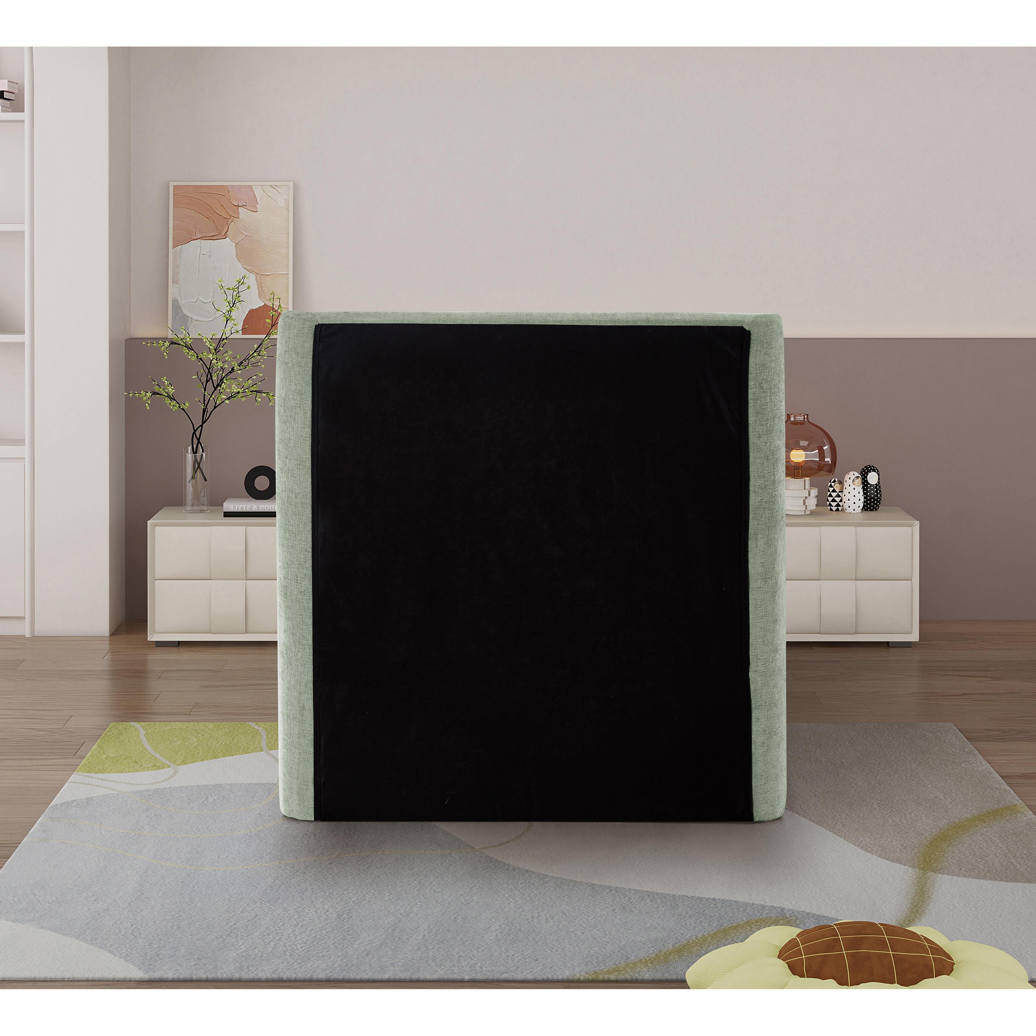 Meridian Penny Mint Green Chenille Fabric Twin Bed