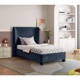 Meridian Penny Navy Chenille Fabric Twin Bed